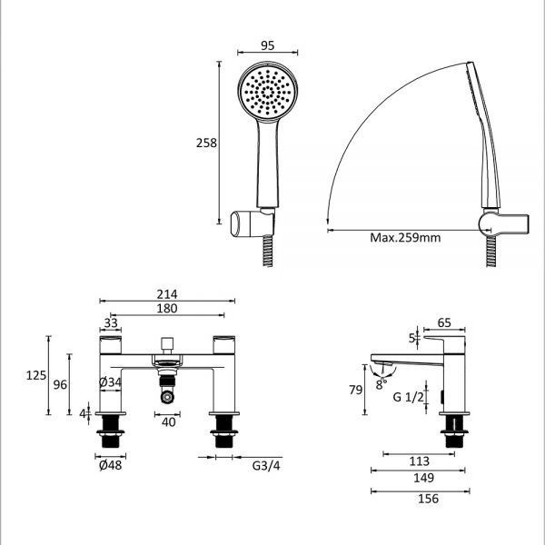 Crosswater Drift Chrome Bath Shower Mixer Tap #2