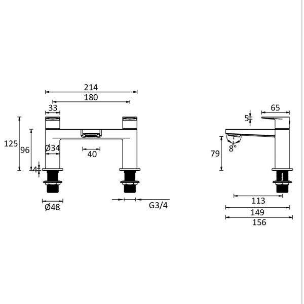 Crosswater Drift Matt Black Bath Filler Tap #2