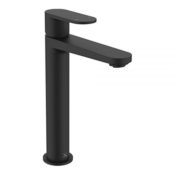 Crosswater Drift Matt Black Tall Basin Mixer Tap with Click Clack Waste
