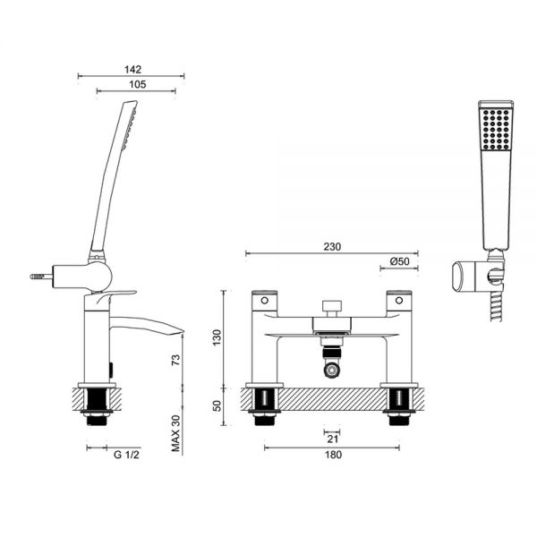 Crosswater Flow Chrome Bath Shower Mixer Tap #2