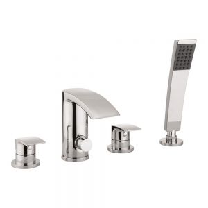 Crosswater Flow Chrome Deck Mounted 4 Hole Bath Shower Mixer Tap