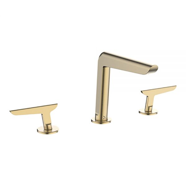 Crosswater Foile Brushed Brass Deck Mounted 3 Hole Basin Mixer Tap