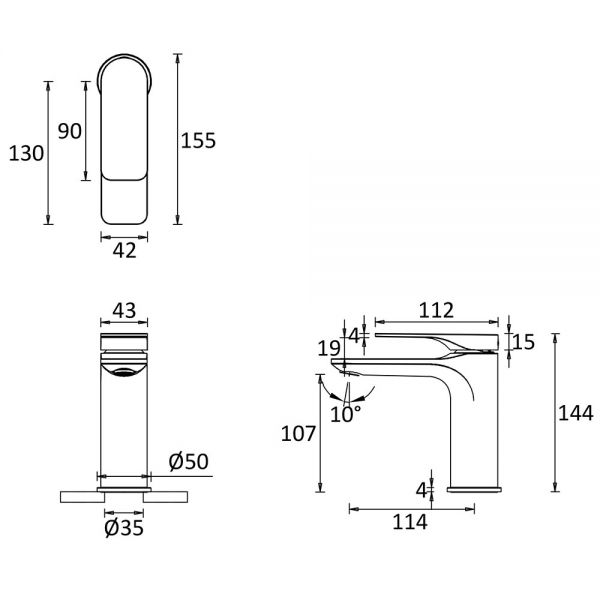 Crosswater Fuse Chrome Mono Basin Mixer Tap with Click Clack Waste #2