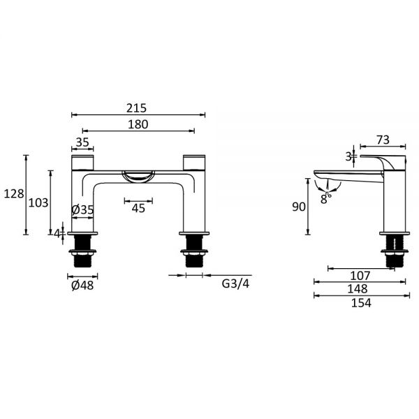Crosswater Fuse Chrome Bath Filler Tap #2