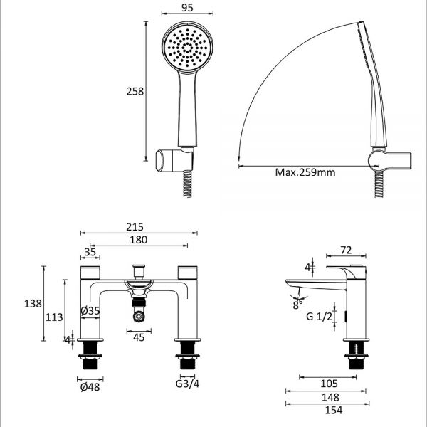 Crosswater Fuse Chrome Bath Shower Mixer Tap #2