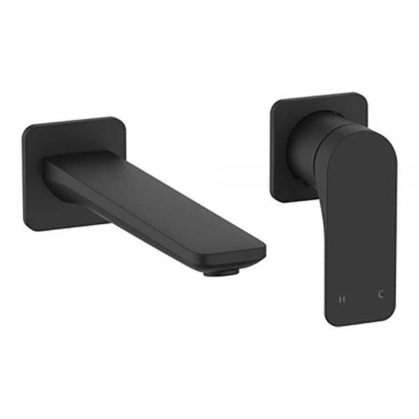 Crosswater Fuse Matt Black Wall Mounted Basin Mixer Tap