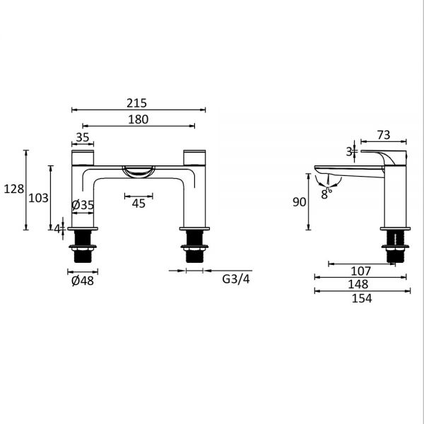 Crosswater Fuse Matt Black Bath Filler Tap #2