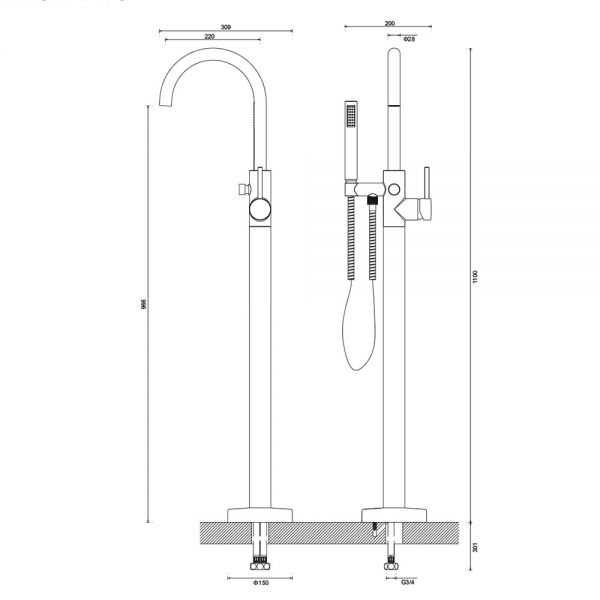 Crosswater Fusion Chrome Floor Standing Bath Shower Mixer Tap #2