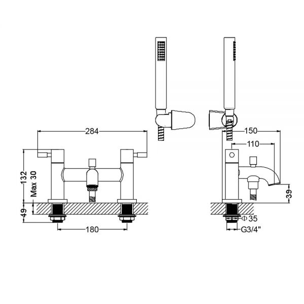 Crosswater Fusion Chrome Bath Shower Mixer Tap #2
