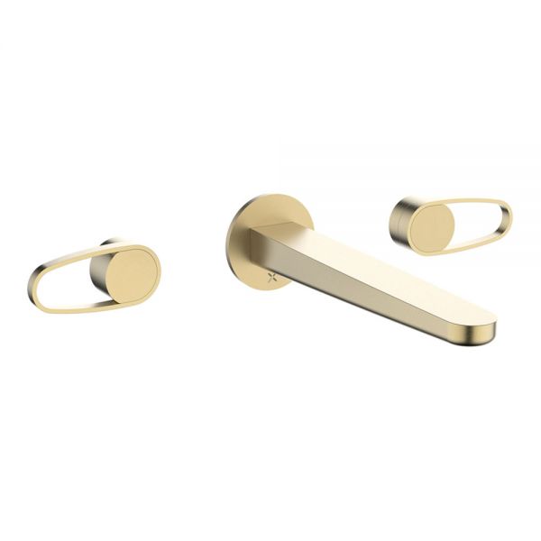 Crosswater Lazo Brushed Brass 3 Hole Wall Mounted Basin Mixer Tap