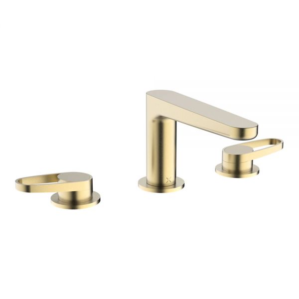 Crosswater Lazo Brushed Brass Deck Mounted 3 Hole Basin Mixer Tap