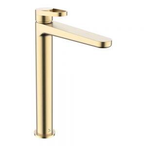 Crosswater Lazo Brushed Brass Tall Basin Mixer Tap