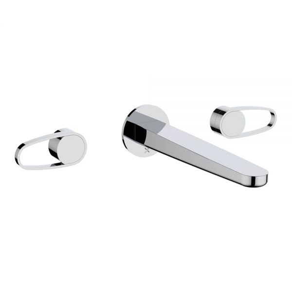 Crosswater Lazo Chrome 3 Hole Wall Mounted Basin Mixer Tap