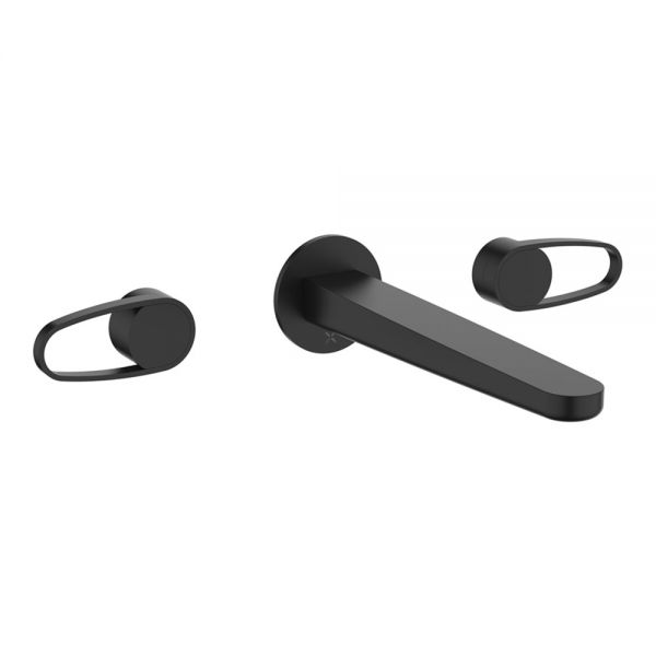 Crosswater Lazo Matt Black 3 Hole Wall Mounted Basin Mixer Tap