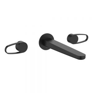 Crosswater Lazo Matt Black 3 Hole Wall Mounted Basin Mixer Tap
