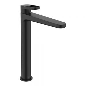 Crosswater Lazo Matt Black Tall Basin Mixer Tap