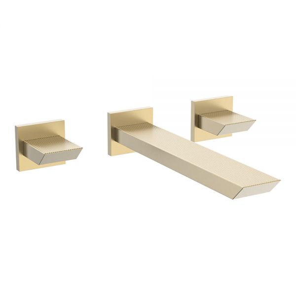 Crosswater Limit Brushed Brass 3 Hole Wall Mounted Basin Mixer Tap