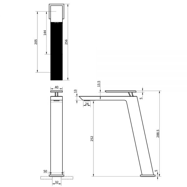 Crosswater Limit Brushed Brass Tall Basin Mixer Tap #2