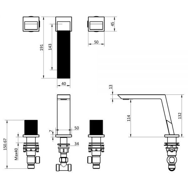 Crosswater Limit Chrome Deck Mounted 3 Hole Basin Mixer Tap #2
