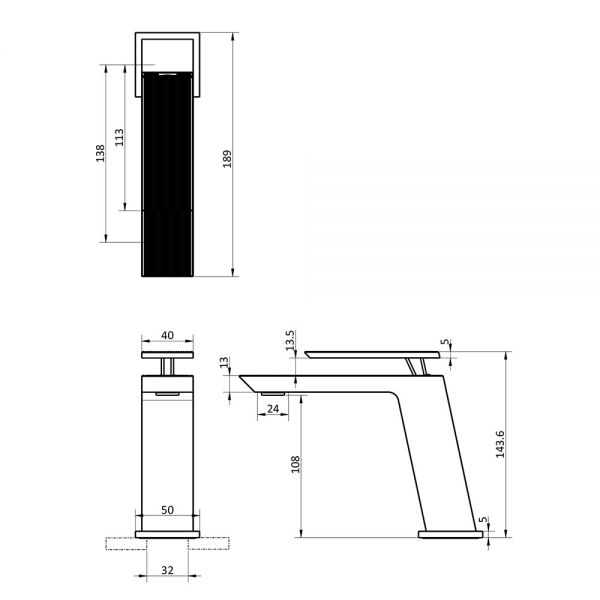 Crosswater Limit Matt Black Mono Basin Mixer Tap #2