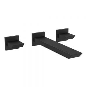 Crosswater Limit Matt Black 3 Hole Wall Mounted Basin Mixer Tap