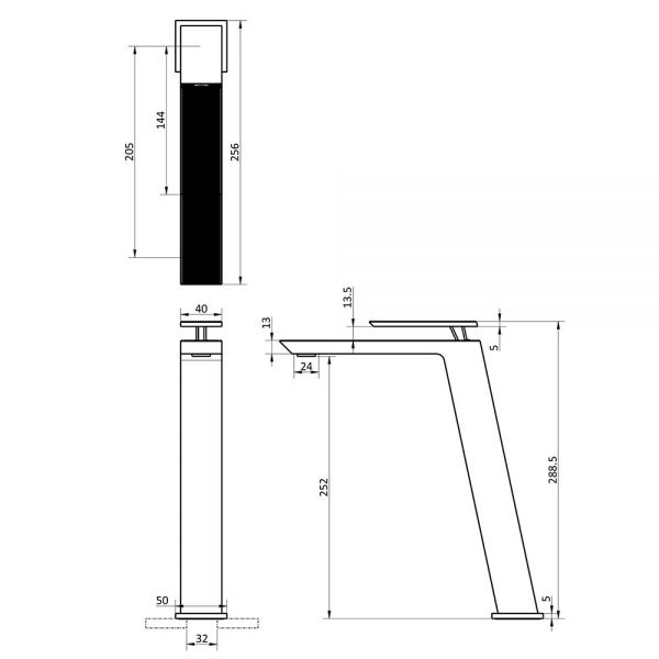 Crosswater Limit Matt Black Tall Basin Mixer Tap #2