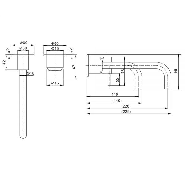 Crosswater MPRO Brushed Brass Wall Mounted Basin Mixer Tap #2