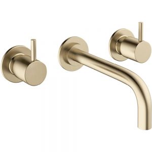 Crosswater MPRO Brushed Brass 3 Hole Wall Mounted Basin Mixer Tap