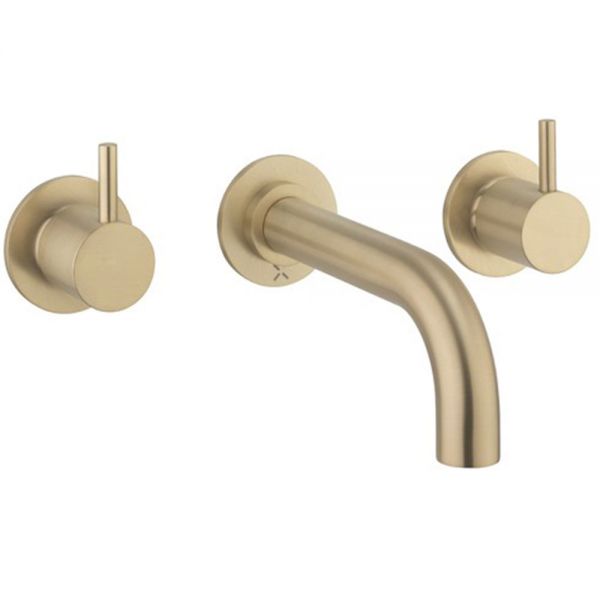 Crosswater MPRO Brushed Brass 3 Hole Wall Mounted Bath Filler Tap