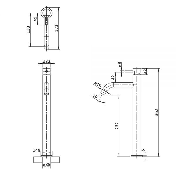 Crosswater MPRO Brushed Bronze Tall Basin Mixer Tap #2