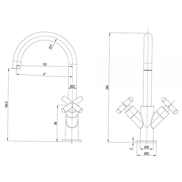 Crosswater MPRO Brushed Stainless Steel Effect Mono Basin Mixer Tap with Crosshead Handles #3