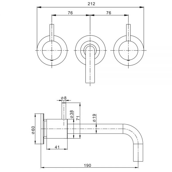 Crosswater MPRO Brushed Stainless Steel Effect 3 Hole Wall Mounted Basin Mixer Tap #2
