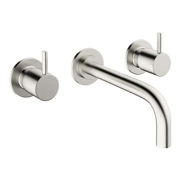 Crosswater MPRO Brushed Stainless Steel Effect 3 Hole Wall Mounted Basin Mixer Tap