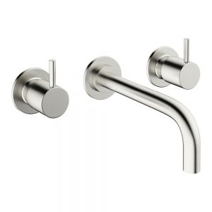 Crosswater MPRO Brushed Stainless Steel Effect 3 Hole Wall Mounted Basin Mixer Tap