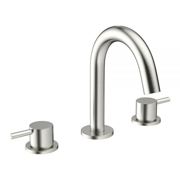 Crosswater MPRO Brushed Stainless Steel Effect Deck Mounted 3 Hole Basin Mixer Tap