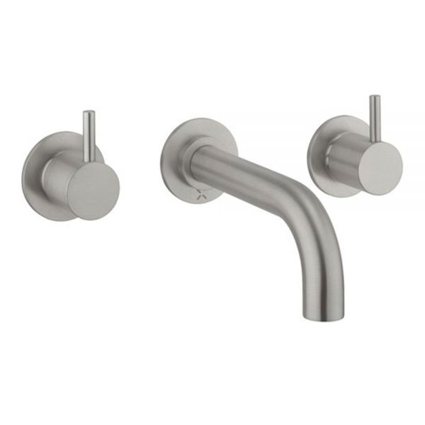 Crosswater MPRO Brushed Stainless Steel Effect 3 Hole Wall Mounted Bath Filler Tap
