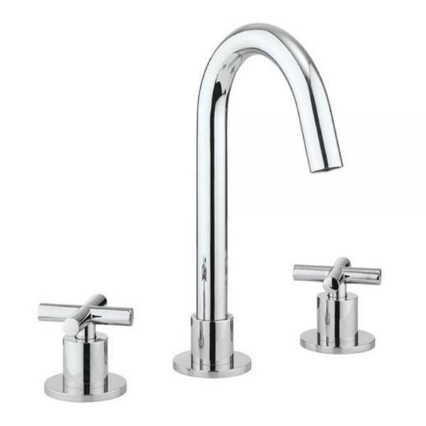 Crosswater MPRO Chrome Deck Mounted 3 Hole Basin Mixer Tap with Crosshead Handles