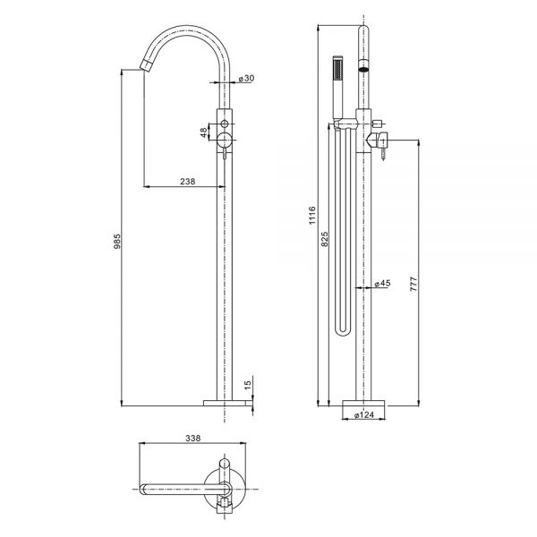 Crosswater MPRO Chrome Floor Standing Bath Shower Mixer Tap #2