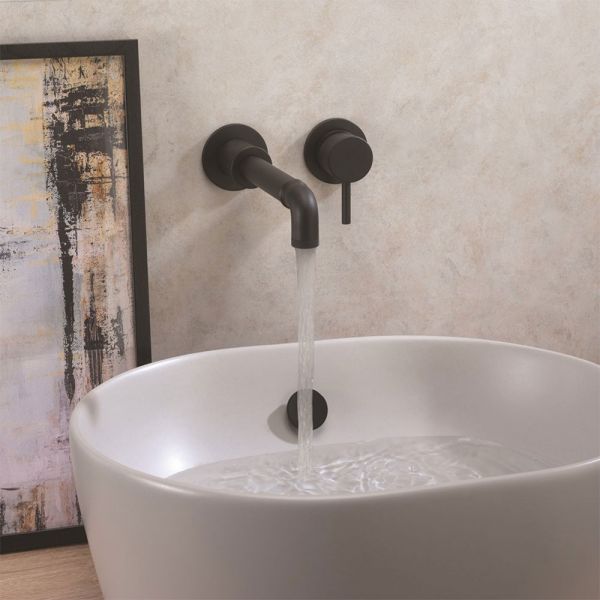 Crosswater MPRO Industrial Carbon Black Wall Mounted Basin Mixer Tap #2