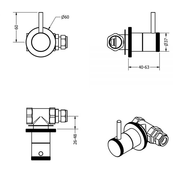 Crosswater MPRO Industrial Carbon Black 3 Hole Wall Mounted Bath Filler Tap #3