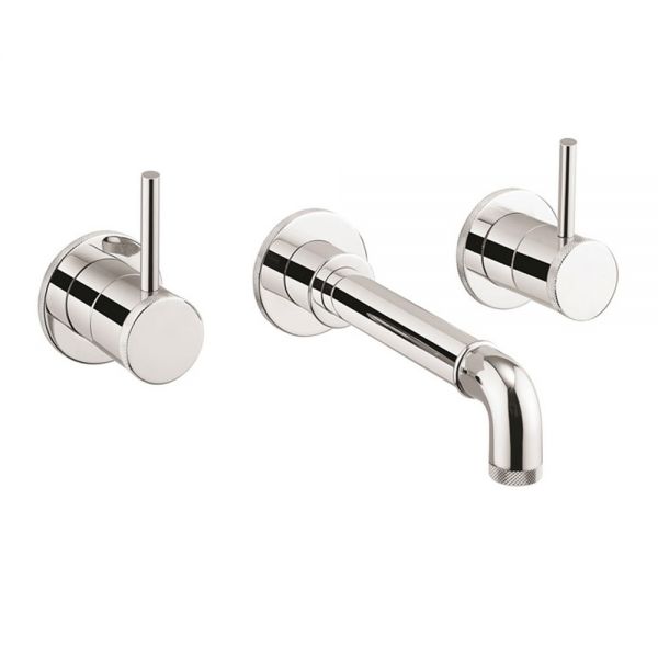 Crosswater MPRO Industrial Chrome 3 Hole Wall Mounted Basin Mixer Tap