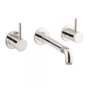 Crosswater MPRO Industrial Chrome 3 Hole Wall Mounted Basin Mixer Tap