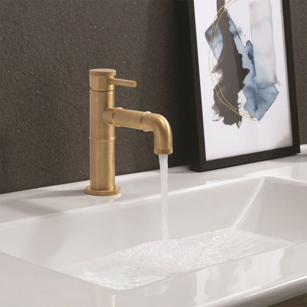 Crosswater MPRO Industrial Unlacquered Brushed Brass Mono Basin Mixer Tap #2