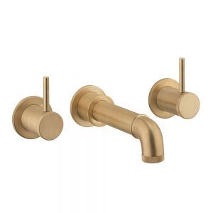 Crosswater MPRO Industrial Unlacquered Brushed Brass 3 Hole Wall Mounted Bath Filler Tap