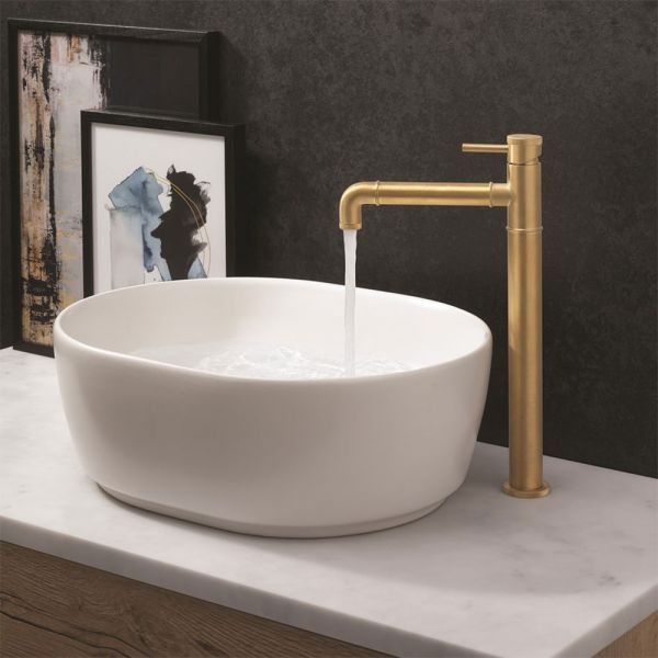 Crosswater MPRO Industrial Unlacquered Brushed Brass Tall Basin Mixer Tap #2