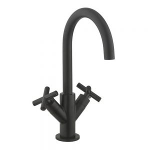 Crosswater MPRO Matt Black Mono Basin Mixer Tap with Crosshead Handles