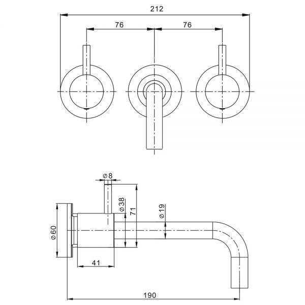 Crosswater MPRO Matt Black 3 Hole Wall Mounted Basin Mixer Tap #2