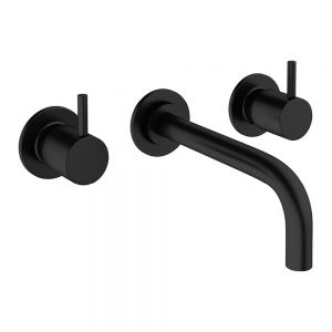 Crosswater MPRO Matt Black 3 Hole Wall Mounted Basin Mixer Tap