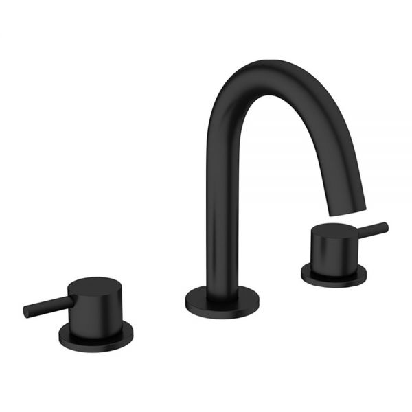 Crosswater MPRO Matt Black Deck Mounted 3 Hole Basin Mixer Tap