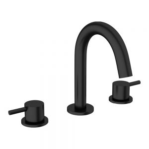 Crosswater MPRO Matt Black Deck Mounted 3 Hole Basin Mixer Tap